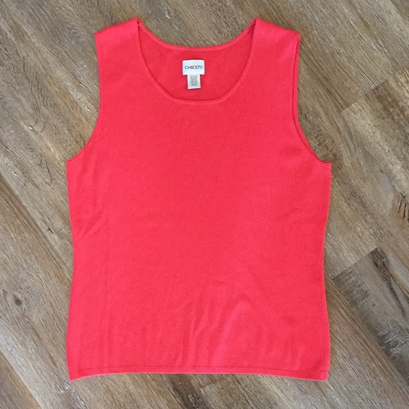 Chico's Red Stretchy Ribbed Shell Tank - Picture 2 of 4